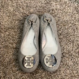 Grey Wool Tory Burch Flats